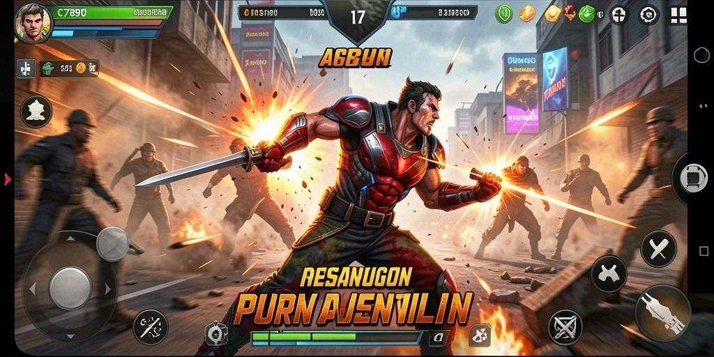 Screenshot C7890 menampilkan pertarungan aksi yang mendebarkan.