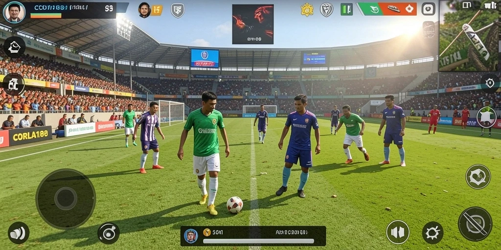 Tampilan gameplay menarik dari CORLA188 yang menawarkan pengalaman sepak bola seru.