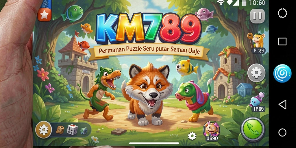 Tampilan gameplay KM789 dengan teka-teki yang penuh warna dan menantang.