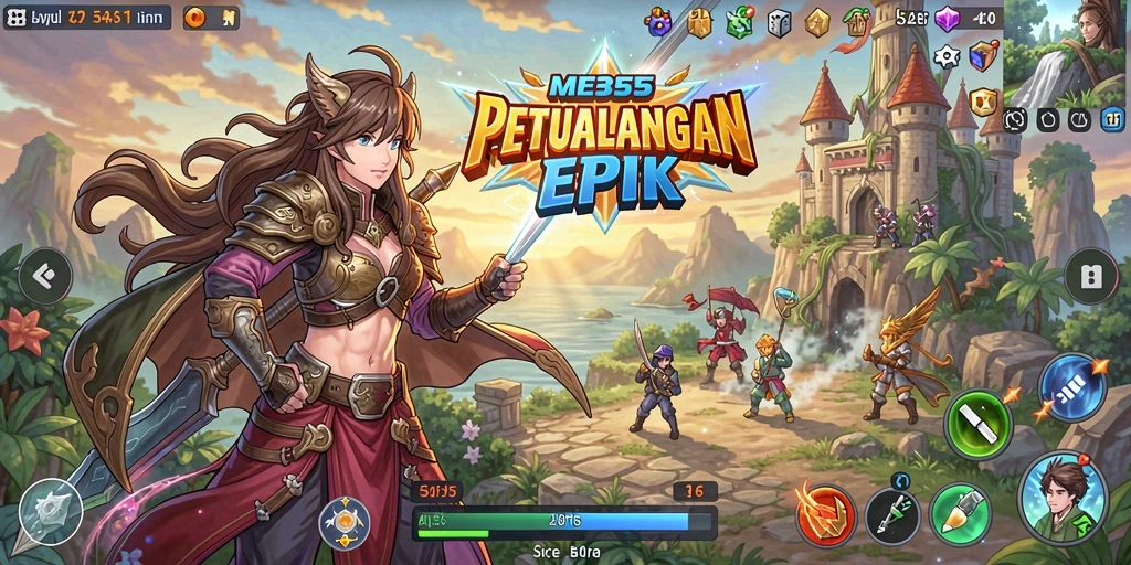 Tampilan utama gameplay ME355 dengan karakter anime yang menarik.