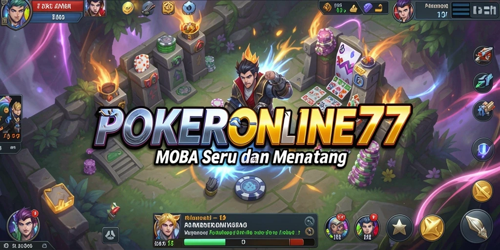 Tampilan menarik dari gameplay POKERONLINE77 di arena MOBA.