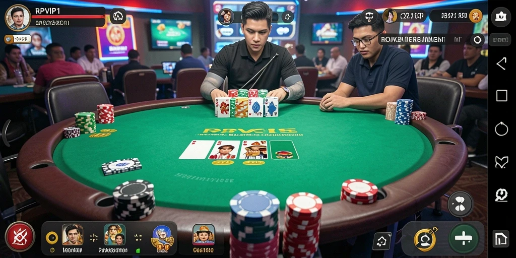 Tampilan gameplay Poker yang mendebarkan di RPVIP1.