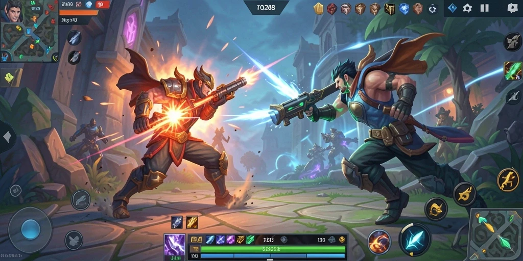Gameplay aksi intens dalam TO288 MOBA
