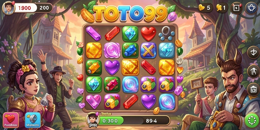Screenshot TOTO99 menampilkan gameplay seru dan tantangan Match-3.